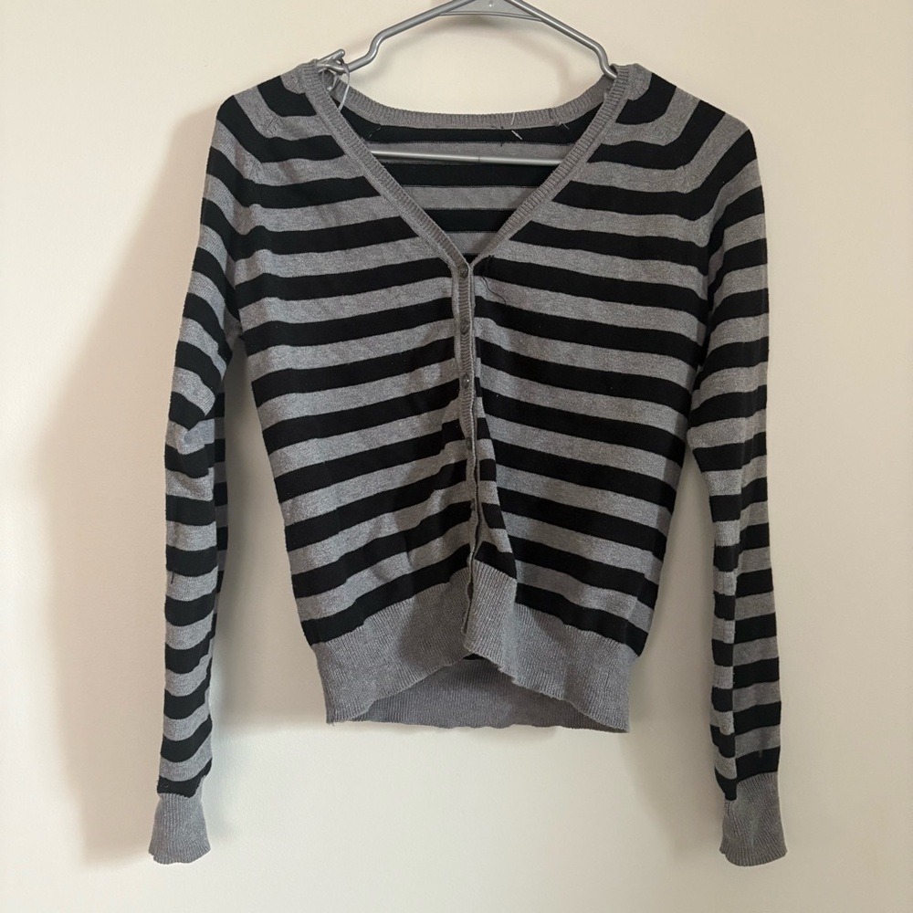 Black/Grey Striped Cardigan